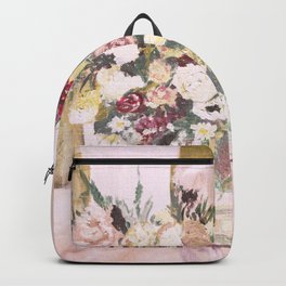 Blush pink roses, minimalist floral, wedding Backpack
