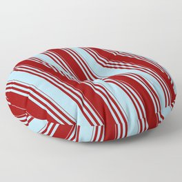 [ Thumbnail: Dark Red & Light Blue Colored Striped Pattern Floor Pillow ]