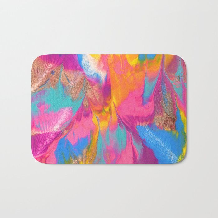 Rainbow and Gold Abstract Fire Bath Mat