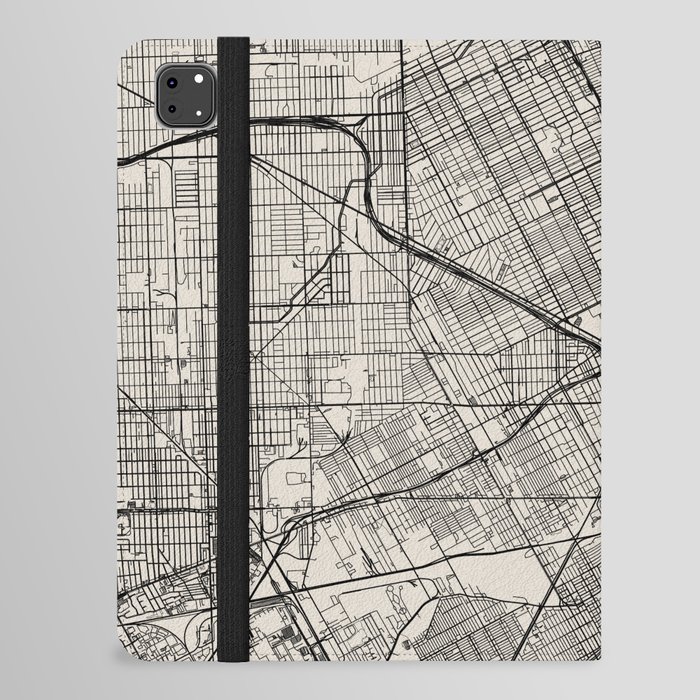 Detroit, Michigan - Black and White City Map - USA - Aesthetic iPad Folio Case
