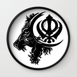 Sikhism Lion Khanda Symbol Wall Clock