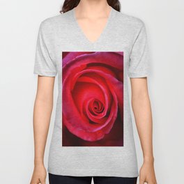 Decorative romantic red rose spiral  V Neck T Shirt