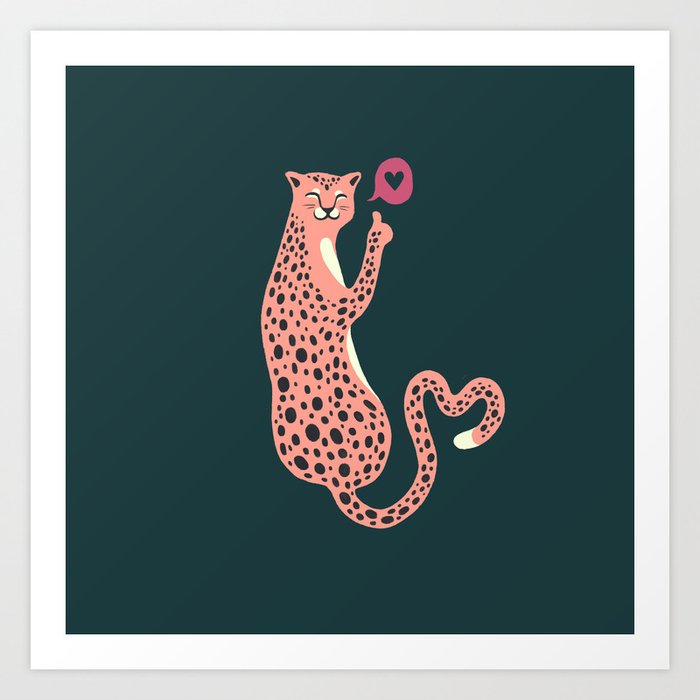 Big cat 1d leopard love dark Art Print