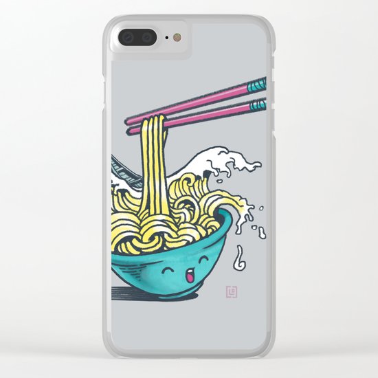 The Great Wave of Noodles with chopstick Clear iPhone Case