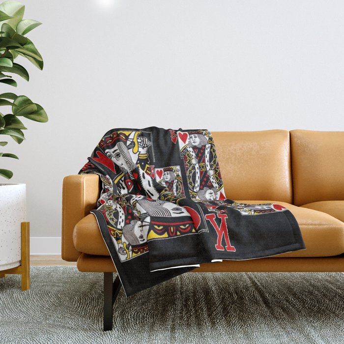 BLACK KING OF HEARTS CASINO PLAYING CARDS FROM Throw Blanket by