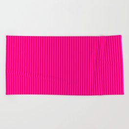[ Thumbnail: Red & Fuchsia Colored Stripes Pattern Beach Towel ]