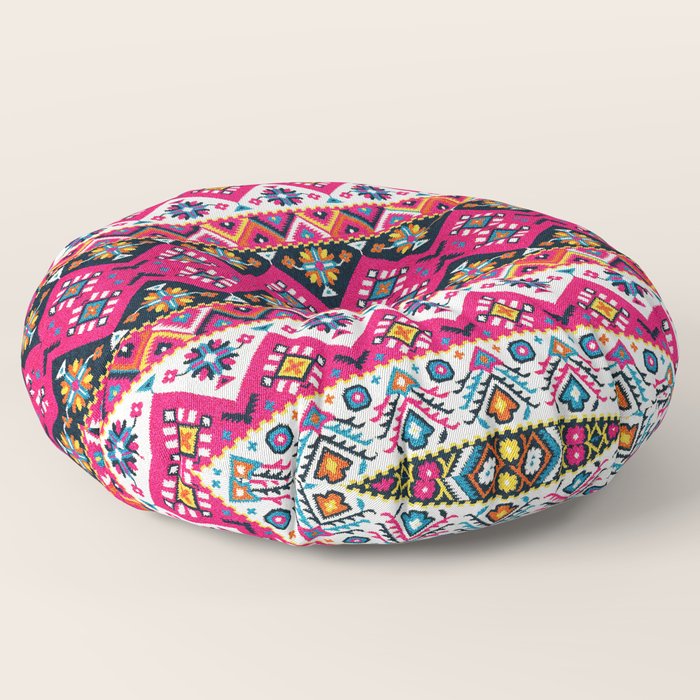 Colorful Oriental Traditional Floral Moroccan Bohemian Style Floor Pillow