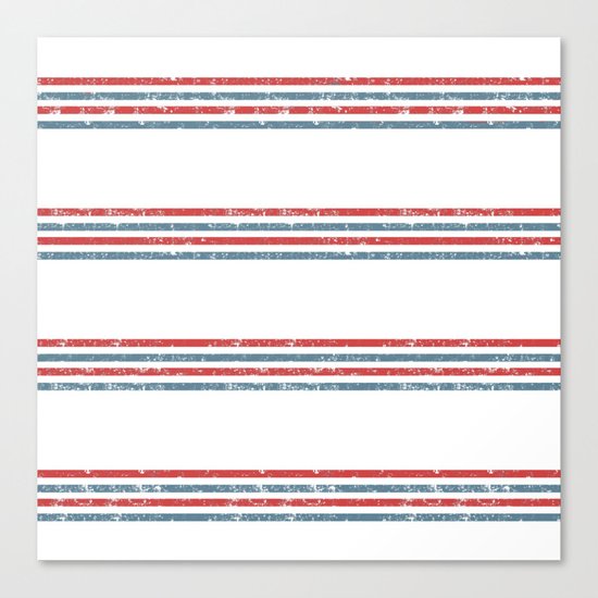 Maritime Beach Pattern- Red and Blue Stripes on White- Horizontal #Society6 Canvas Print
