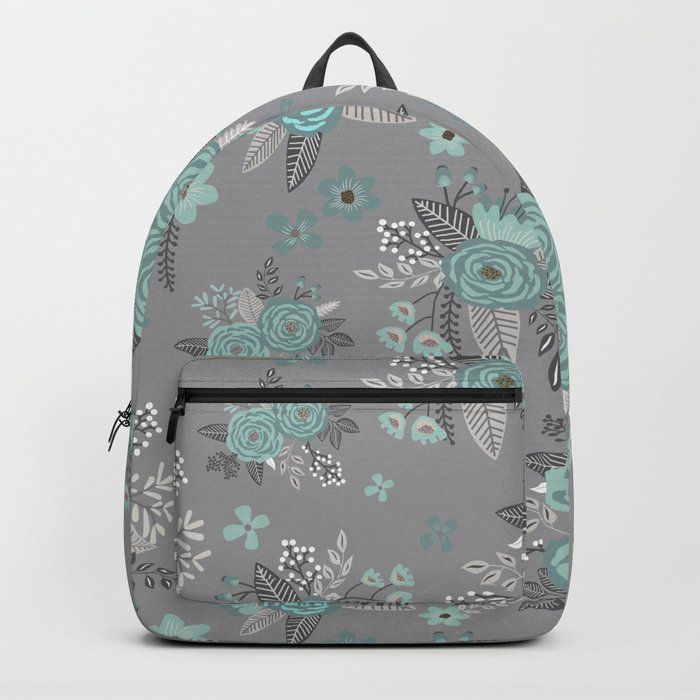 teal and gray backpack