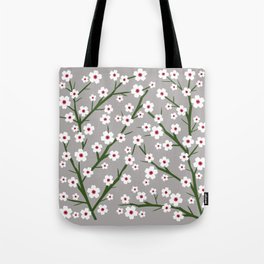 White Blossoms - gray 2 Tote Bag