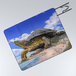 Giant Turtle Visits the Beach Picnic Blanket