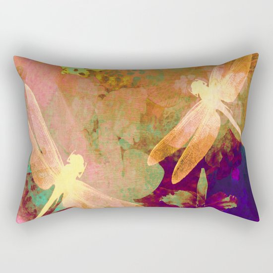 Dragonflies and Orchids QW Rectangular Pillow