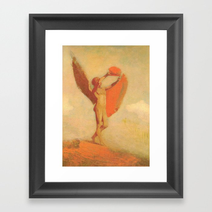 "Icarus" / "The Offering" by Odilon Redon (c. 1890) Framed Art Print
