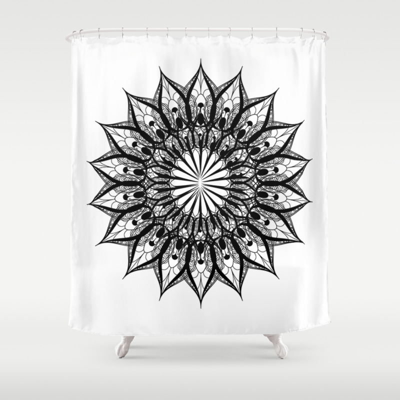 Black And White Flower Shower Curtain By Haroulita Society6