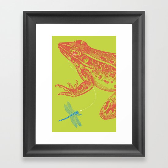 Frog vs. Dragonfly Framed Art Print