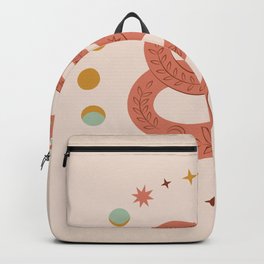 Mid Century Magic Magical Snake Mystical Pink Pastel Colors Backpack