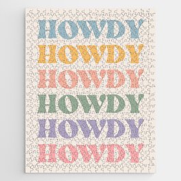 Howdy Colorful Retro Quote Jigsaw Puzzle