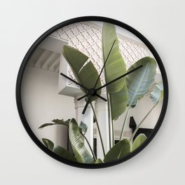 Tropical Plant Leaves Photo | Green Jungle Vibes In Marrakech Art Print | Morocco Travel Photography Wall Clock
