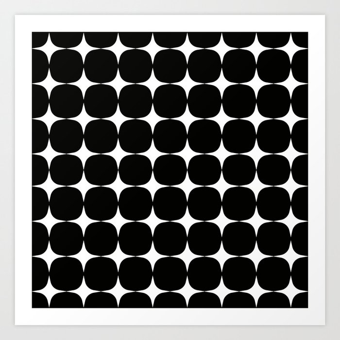 Retro '50s Shapes in Black and White Art Print