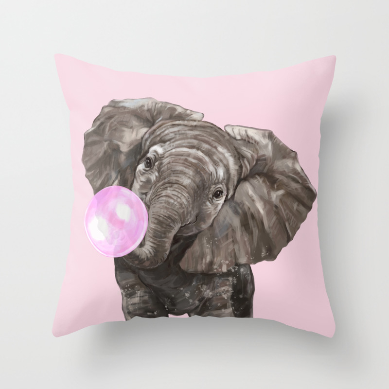 Baby Elephant Blowing Bubble Gum Throw Pillow By Bignosework Society6