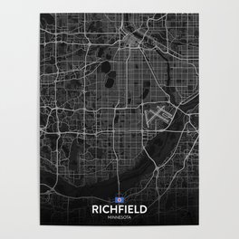 Richfield, Minnesota, United States - Dark City Map Poster