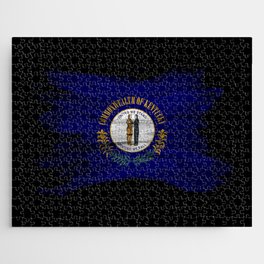 Kentucky state flag brush stroke, Kentucky flag background Jigsaw Puzzle