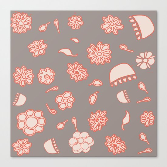 floral black and red Canvas Print