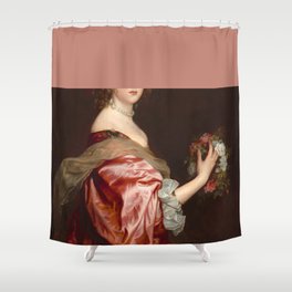 Altered antique portrait painting of a feminine woman. Shower Curtain