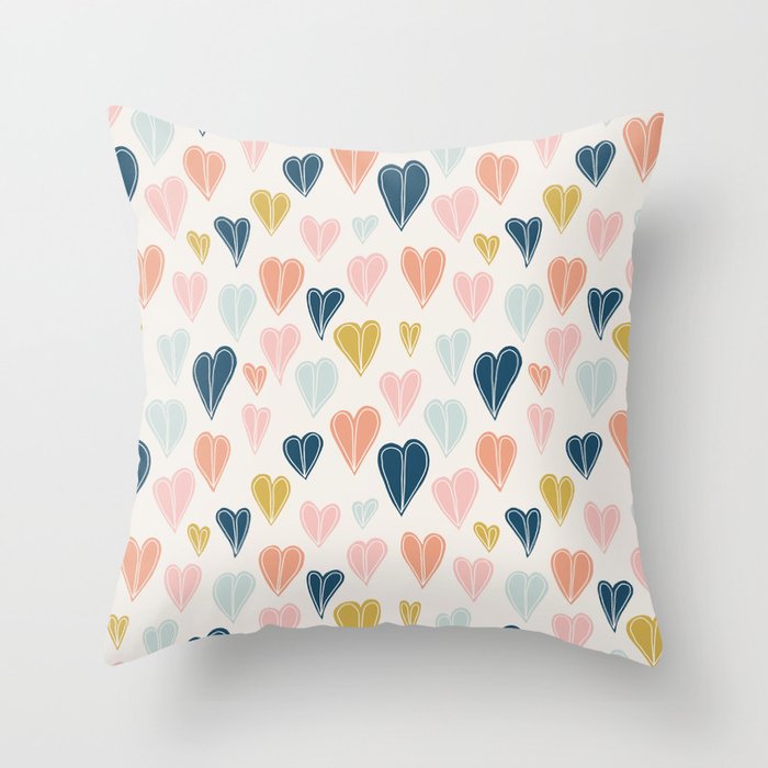 Heart Doodle Pattern 01 Throw Pillow