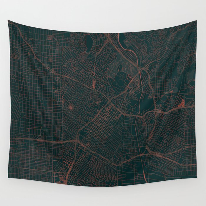 Los Angeles Map Red Wall Tapestry by City Art Posters  Society6