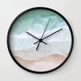 Birds View Sea Wall Clock | Turquoise, Aerial, Sea, Light, Airy, Beige, Blue, Water, Rolling Waves, Waves 