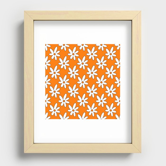 Pattern groovy daisy. Hippie retro vintage flowers seamless pattern in 70s-80s style. Hippie Aesthetic Recessed Framed Print