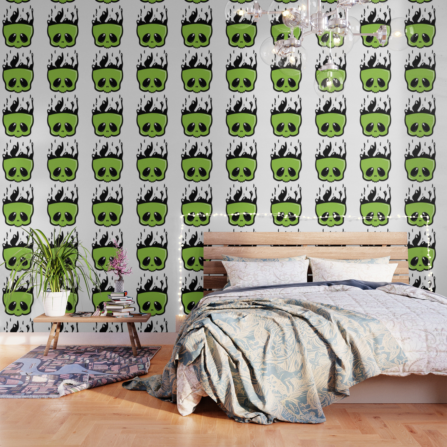 Cute Green Skull Wallpaper By Melcudesign Society6