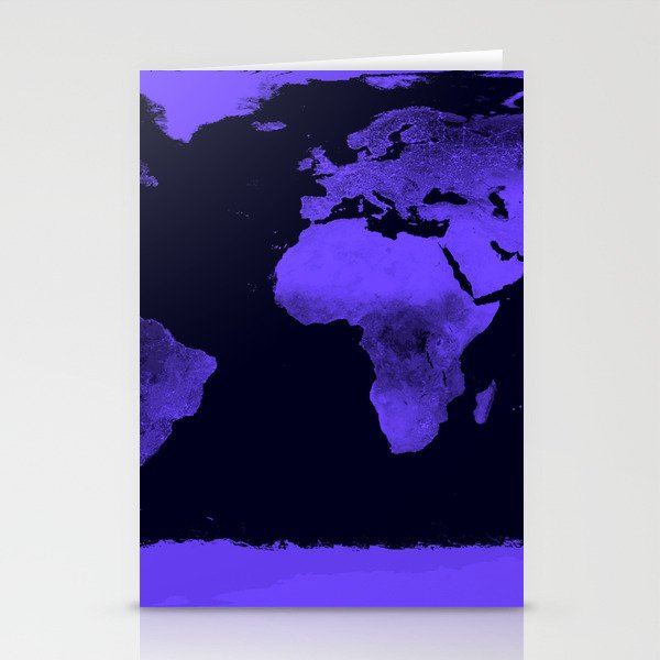 Periwinkle World Map Stationery Cards