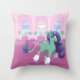 Unicorn in a Castle Throw Pillow