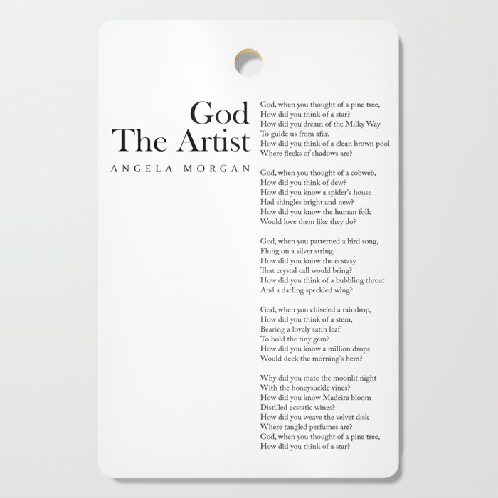 God The Artist - Angela Morgan Poem - Literature - Typography Print 1 Cutting Board