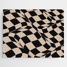 Black and Brown Distorted Checkerboard Pattern Pairs DE 2022 Trending Color Cliff's View DEC720 Jigsaw Puzzle