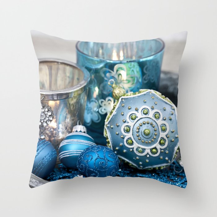 Blue festive Christmas decoration Throw Pillow by LebensART Photography  Society6