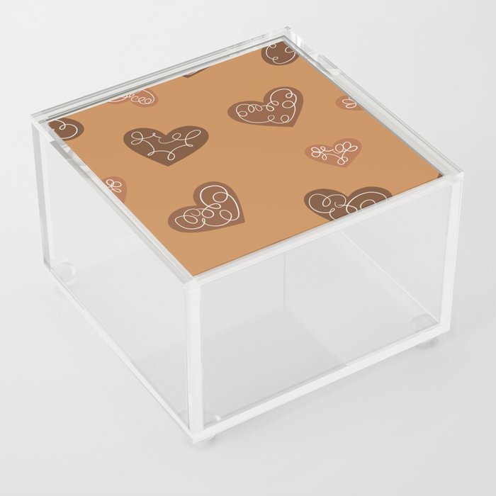 Gingerbread Hearts Brown Acrylic Box