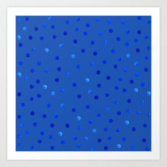 Unique Blue Polka Dots Pattern Art Print