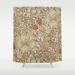 William Morris Vintage Golden Lily Biscuit Brick  Shower Curtain