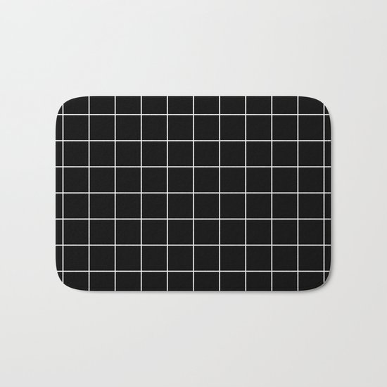 Black White Grid Bath Mat