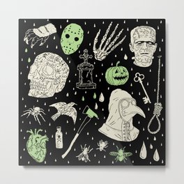 Whole Lot More Horror: BLK Ed. Metal Print | Curated, Digital, Evil, Halloween, Graphicdesign, Skull, Monsters, Scary, Illustration 