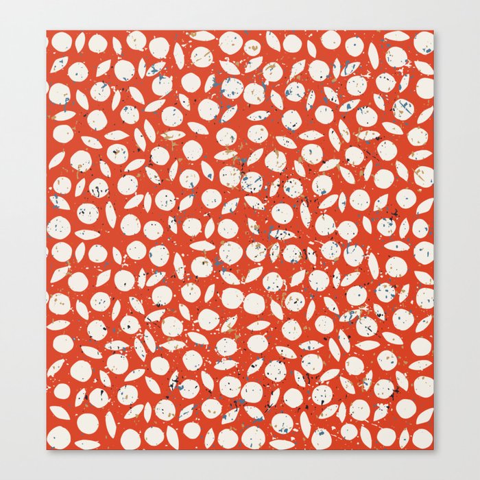 Happy nordic dots on red Canvas Print