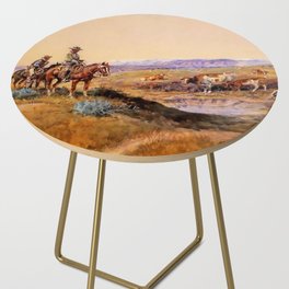 “Worked Over” Western Art by Charles M Russell Side Table