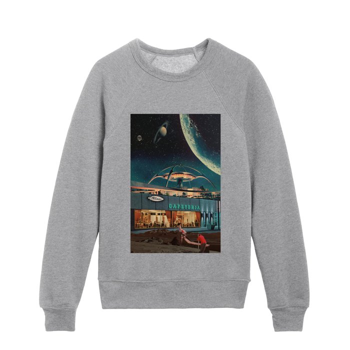 a Postcard from year 2346 Kids Crewneck