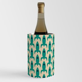 Space Age Rocket Ships - Atomic Age Mid-Century Modern Pattern in Teal and Mid Mod Beige Wine Chiller