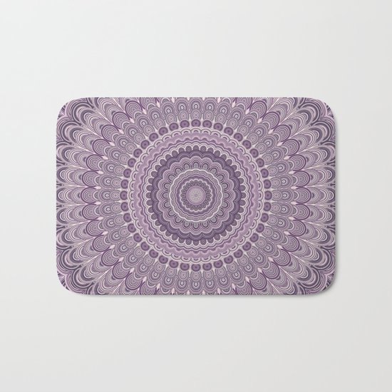 Purple feather mandala Bath Mat