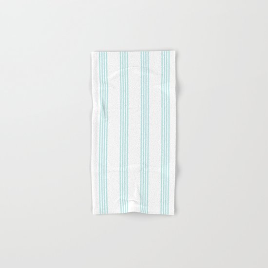 Striped I - Turquoise stripes on white- Beautiful summer pattern Hand & Bath Towel