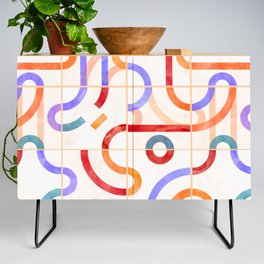 Colorful Curved Path Tiles G Credenza